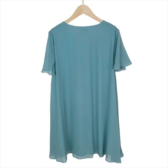 Show Me Your Mumu Kylie Lace Up Mini Dress in Poolside Chiffon Size Small - Picture 3 of 7